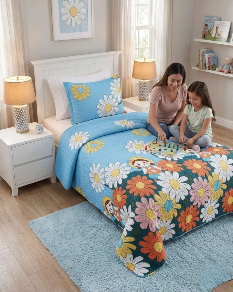 CUBRECAMA QUILT VERANO PLAZA Y MEDIA ESTAMPADO TEMATICA - 1