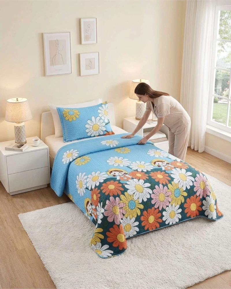 CUBRECAMA QUILT VERANO PLAZA Y MEDIA ESTAMPADO TEMATICA - 3