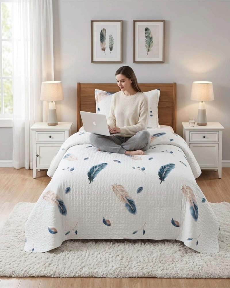 CUBRECAMA QUILT VERANO PLAZA Y MEDIA ESTAMPADO TEMATICA - 2