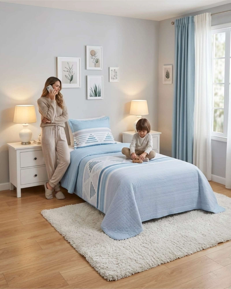 CUBRECAMA QUILT VERANO PLAZA Y MEDIA ESTAMPADO TEMATICA - 3