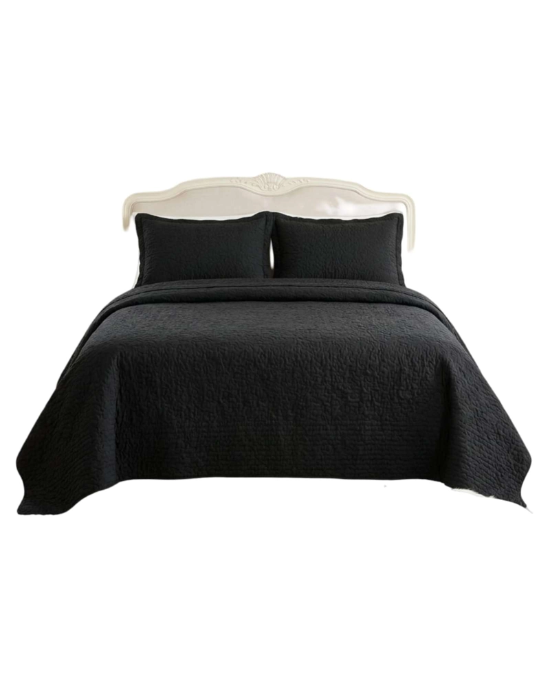 CUBRECAMA QUILT VERANO 2 PLAZAS DELGADO TEXTURIZADO SET CON FUNDAS - 5