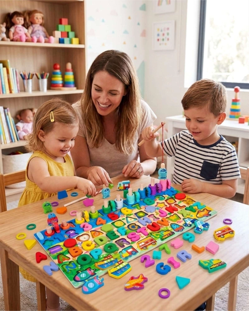 TABLERO DIDACTICO MONTESSORI 7 EN 1 JUGUETE DE MADERA - 2