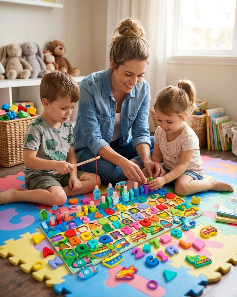 TABLERO DIDACTICO MONTESSORI 7 EN 1 JUGUETE DE MADERA - 4
