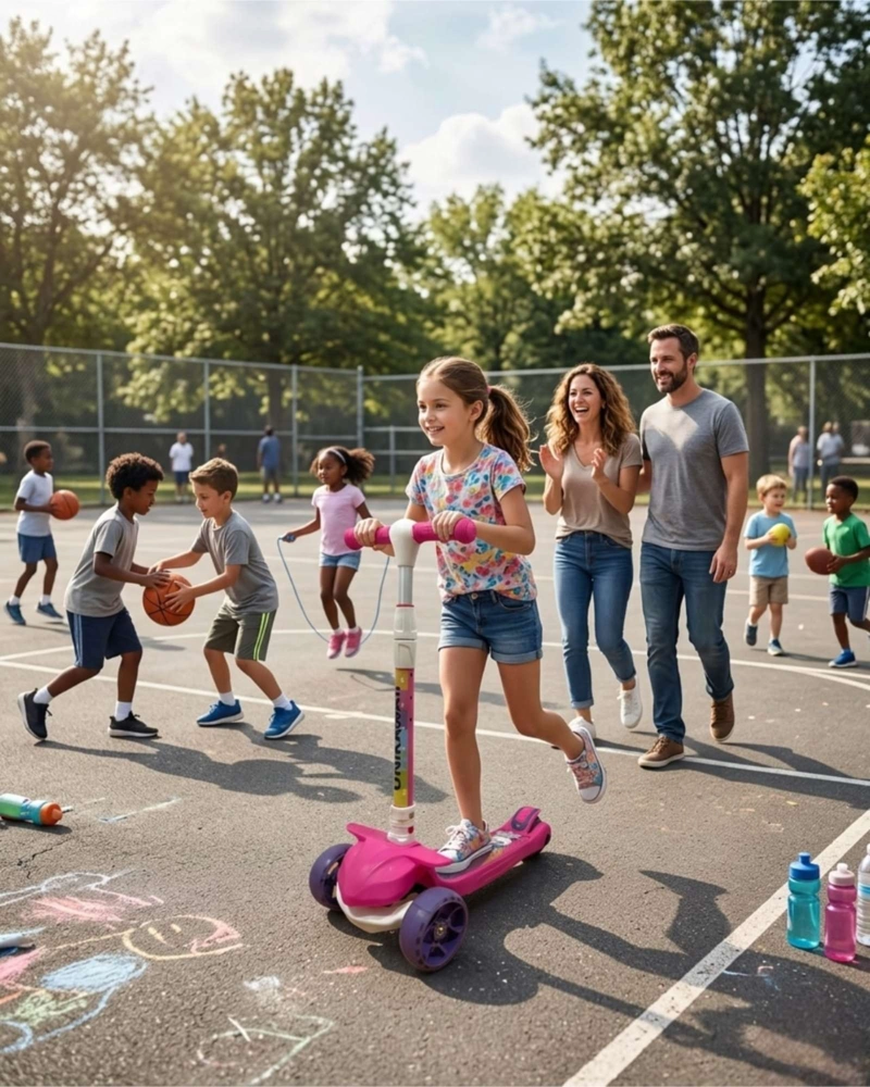 SCOOTER MONOPATIN INFANTIL 3 RUEDAS LUCES LED UNICORNIO ROSADO - 3