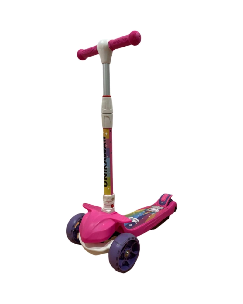 SCOOTER MONOPATIN INFANTIL 3 RUEDAS LUCES LED UNICORNIO ROSADO - 4