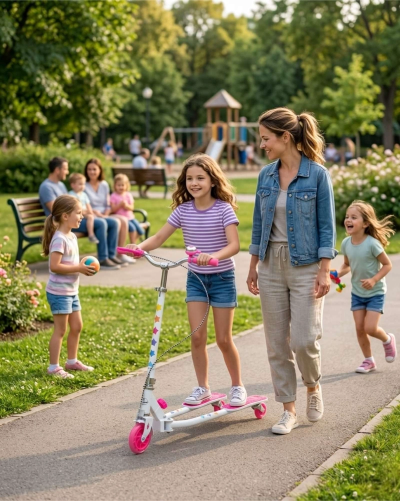 SCOOTER TIJERA INFANTIL MONOPATIN DE DOS PLATAFORMAS ROSADO - 4