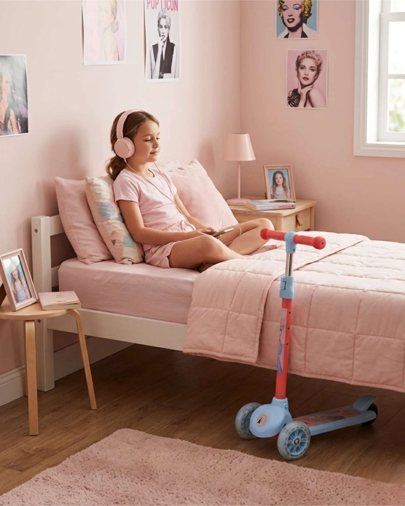 SCOOTER MONOPATIN INFANTIL 3 RUEDAS CON LUCES LED CELESTE ROSADO - 1