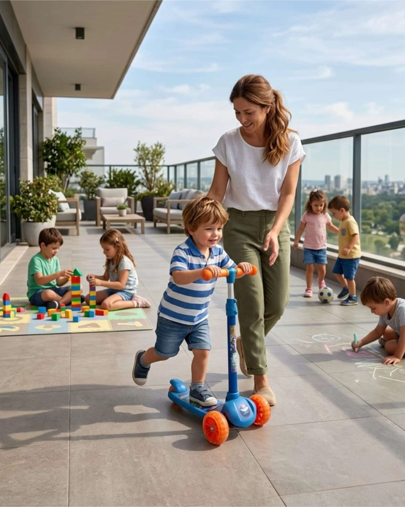 SCOOTER MONOPATIN INFANTIL 3 RUEDAS LUCES LED GUARDIAN ESPACIAL AZUL - 3