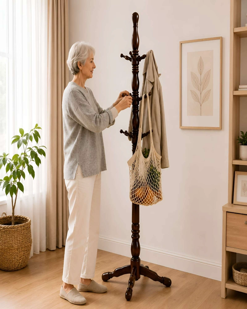 PERCHERO PARA ABRIGOS MADERA DE ROBLE TAILANDES 180 CM - 1
