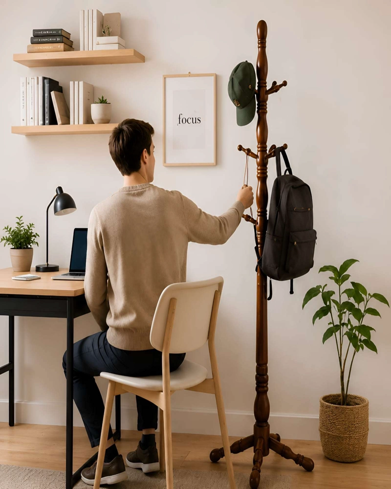 PERCHERO PARA ABRIGOS MADERA DE ROBLE TAILANDES 180 CM - 5