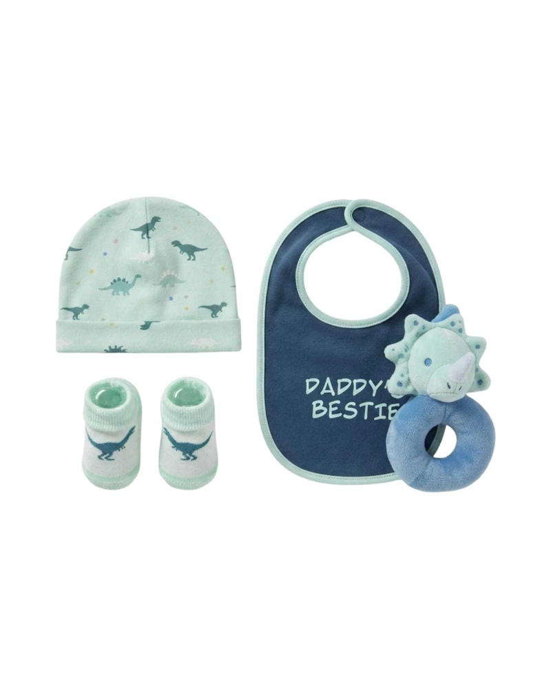 SET DE REGALO RECIE N NACIDO: BABERO, GORRO, CALCETINES Y PELUCHE - 6