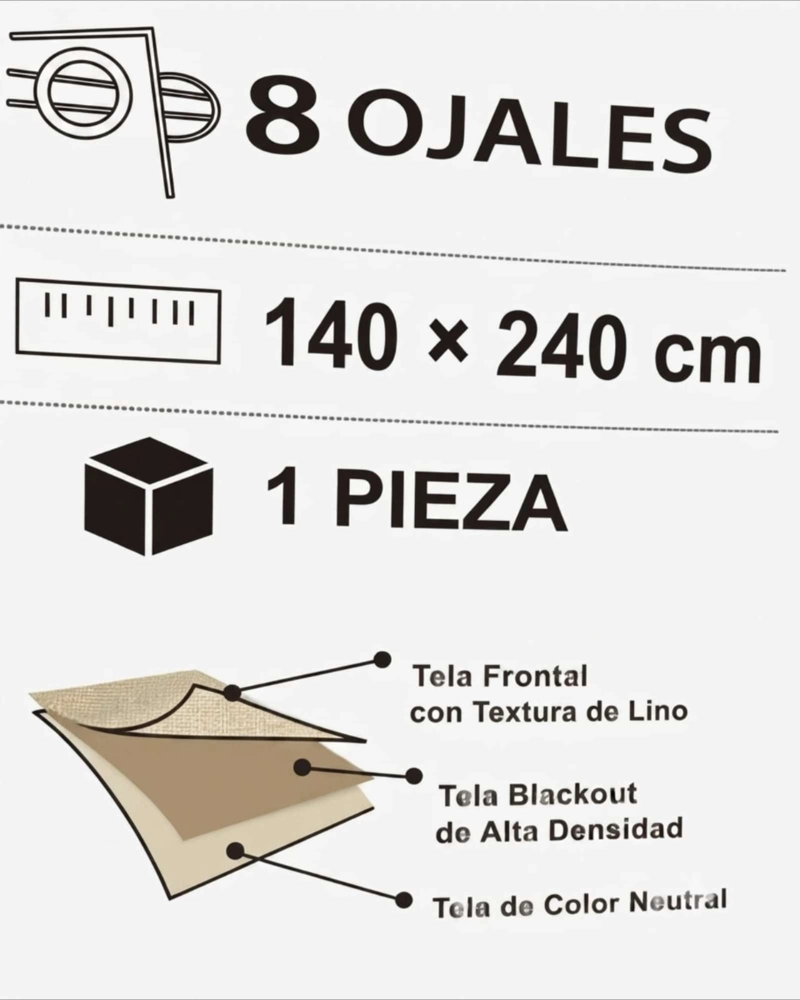 JUEGO DE CORTINAS BLACKOUT TOTAL DE 2 PAÑOS - 6