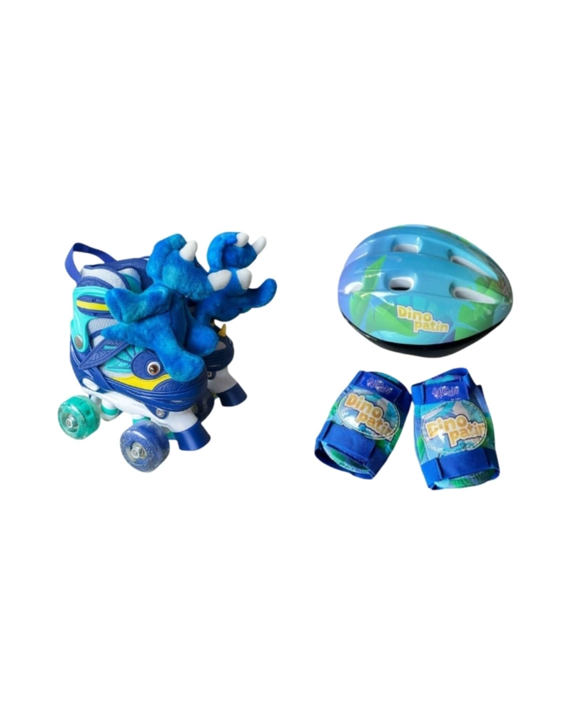 SET DE PATINES 4 RUEDAS 2X2 DINOSAURIO CON PELUCHE TALLA XS - 6