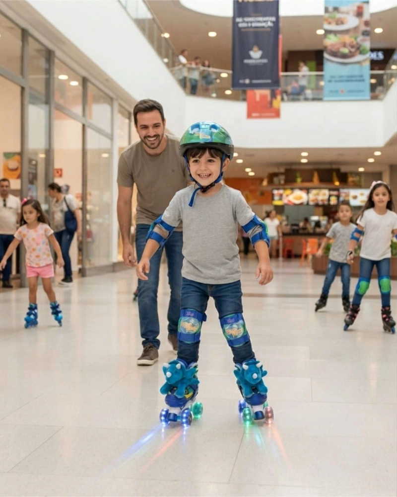 SET DE PATINES 4 RUEDAS 2X2 DINOSAURIO CON PELUCHE TALLA S - 5