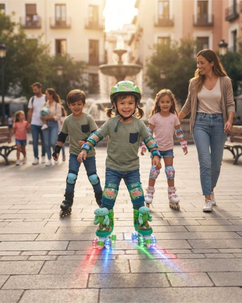 SET DE PATINES 4 RUEDAS 2X2 DINOSAURIO CON PELUCHE TALLA S - 5