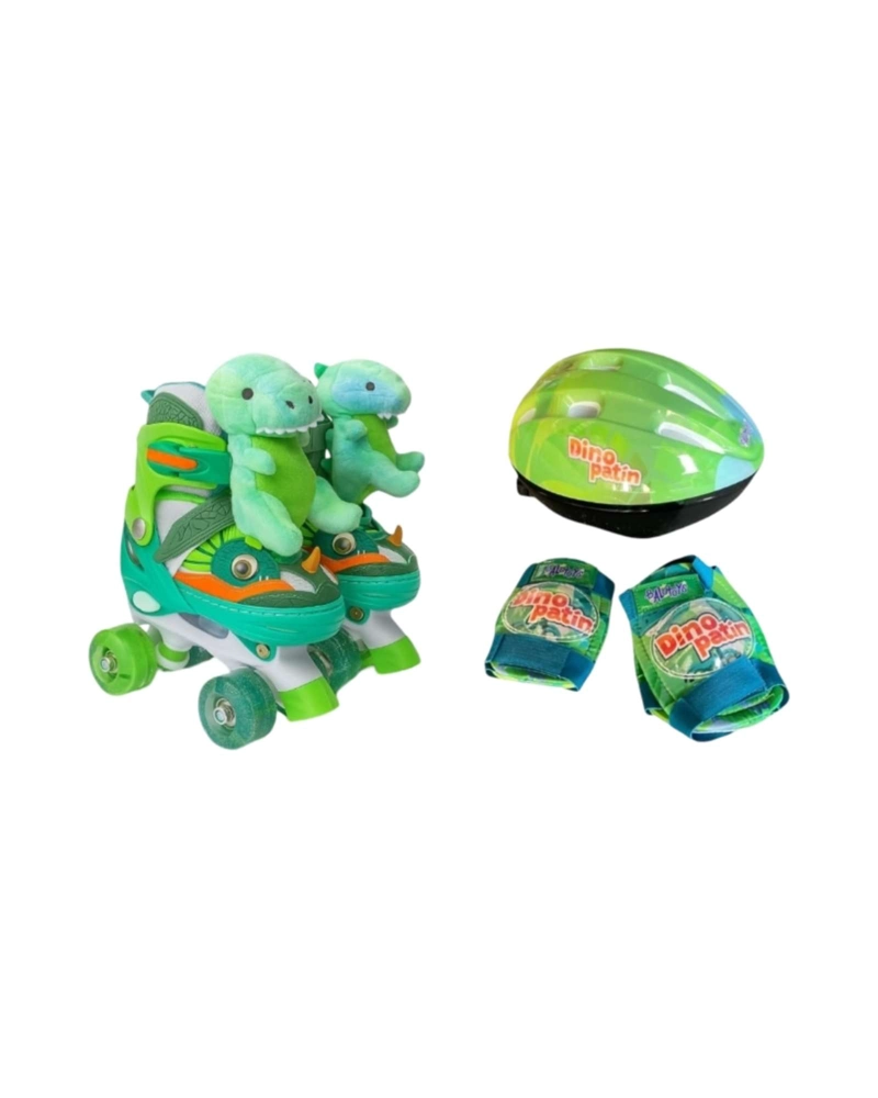SET DE PATINES 4 RUEDAS 2X2 DINOSAURIO CON PELUCHE TALLA S - 6