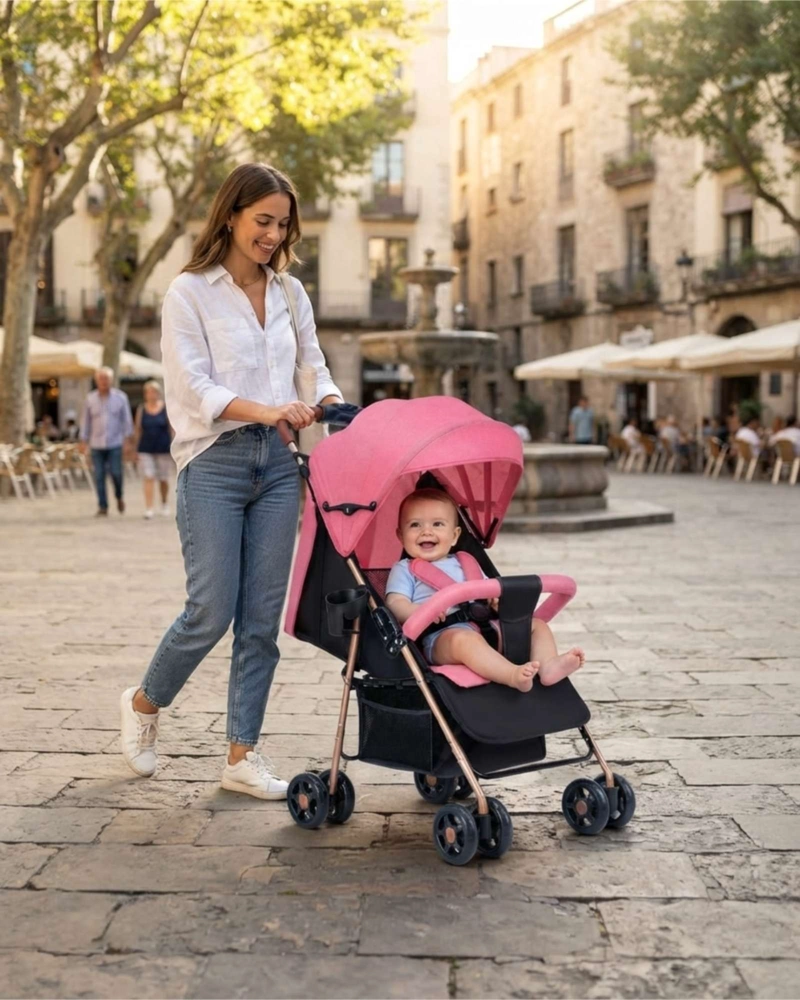 COCHE PARA BEBE CON ESTRUCTURA RESISTENTE Y ASIENTO ACOLCHADO - 1