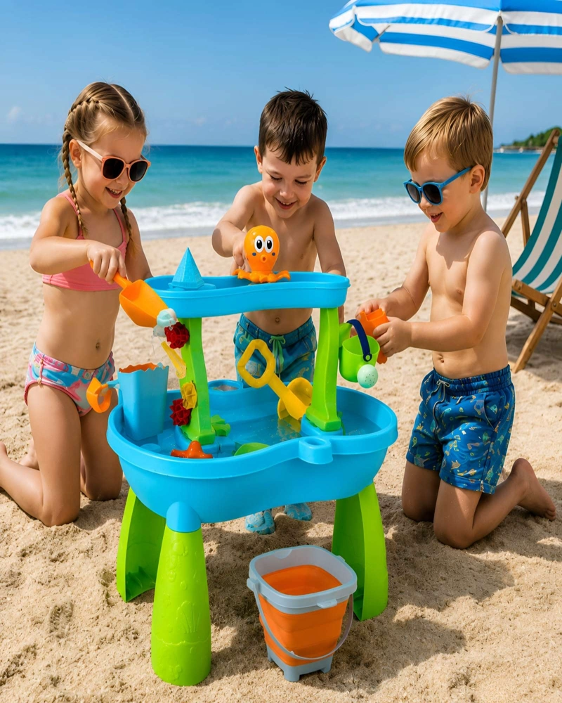 MESA DE ACTIVIDADES SENSORIALES AGUA Y ARENA PARA NIÑOS 2 NIVELES - 1