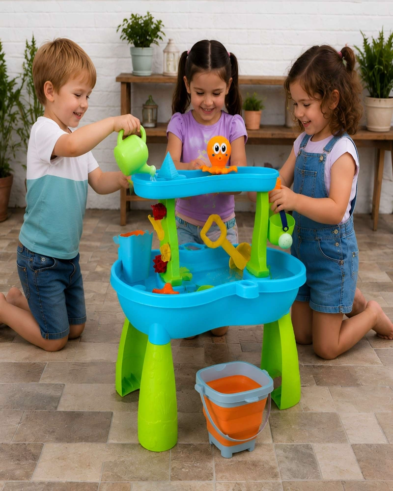 MESA DE ACTIVIDADES SENSORIALES AGUA Y ARENA PARA NIÑOS 2 NIVELES - 4