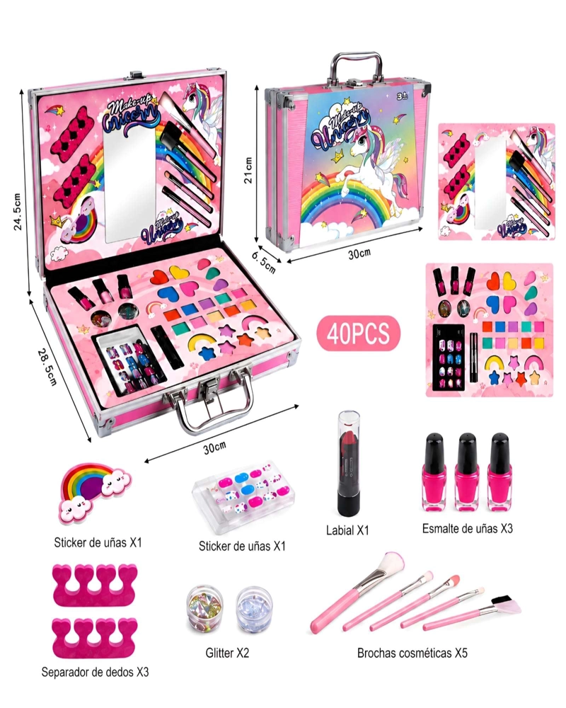 MALETIN DE COSMETICOS INFANTIL PARA NIÑAS SET DE 40 PZS - 6