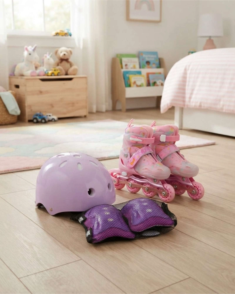KIT PATINES EN LINEA CON LUCES LED CASCO Y PROTECCIONES PARA NIÑA TALLA M - 3