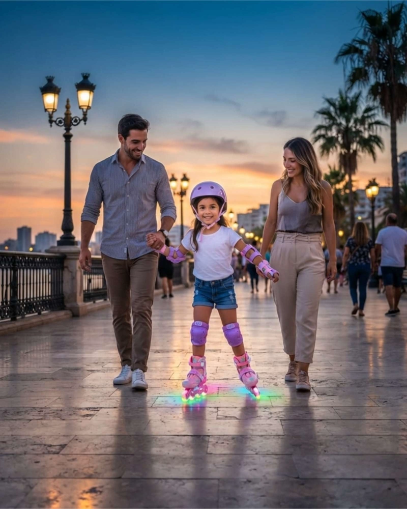 KIT PATINES EN LINEA CON LUCES LED CASCO Y PROTECCIONES PARA NIÑA TALLA S - 4
