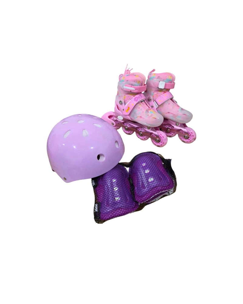 KIT PATINES EN LINEA CON LUCES LED CASCO Y PROTECCIONES PARA NIÑA TALLA S - 6