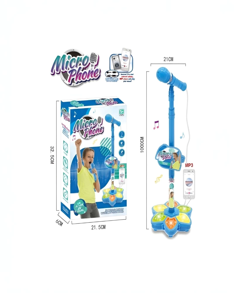 MICROFONO DE JUGUETE CON PEDESTAL BASE CON LUCES Y CONEXION CELULAR - 6