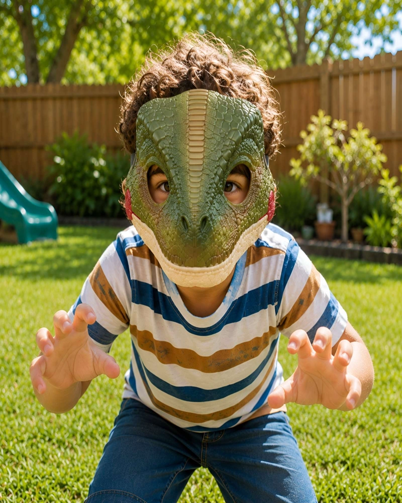 JUGUETE MASCARA DE DINOSAURIO CON SONIDO Y CORREA AJUSTABLE - 2