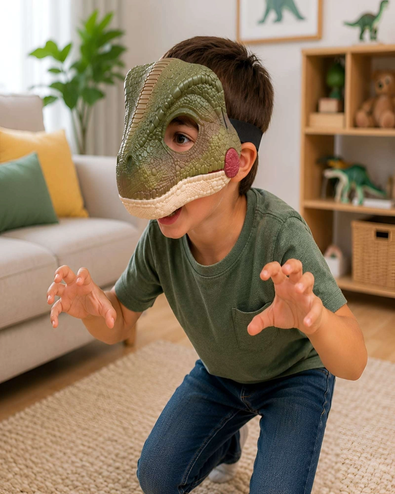 JUGUETE MASCARA DE DINOSAURIO CON SONIDO Y CORREA AJUSTABLE - 3