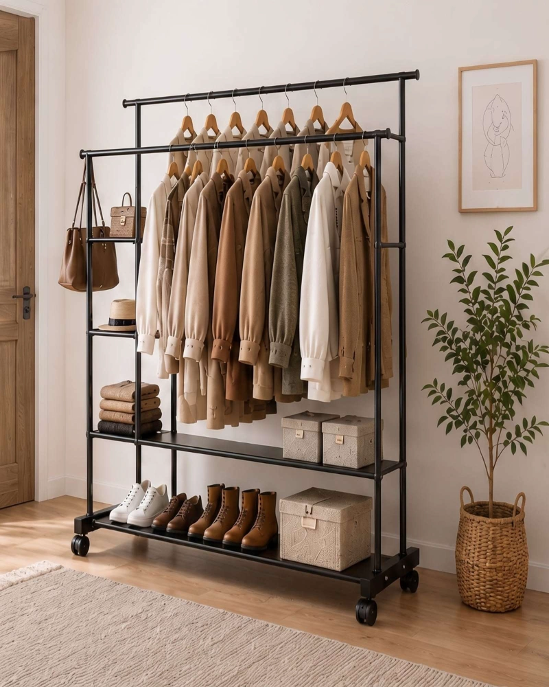 ORGANIZADOR DE ROPA DOBLE CON RUEDAS DE ESTRUCTURA REFORZADA - 3
