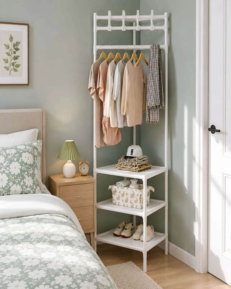 CLOSET ESQUINERO DE 185 CM PERCHERO CON REPISAS DE ALMACENAMIENTO - 3