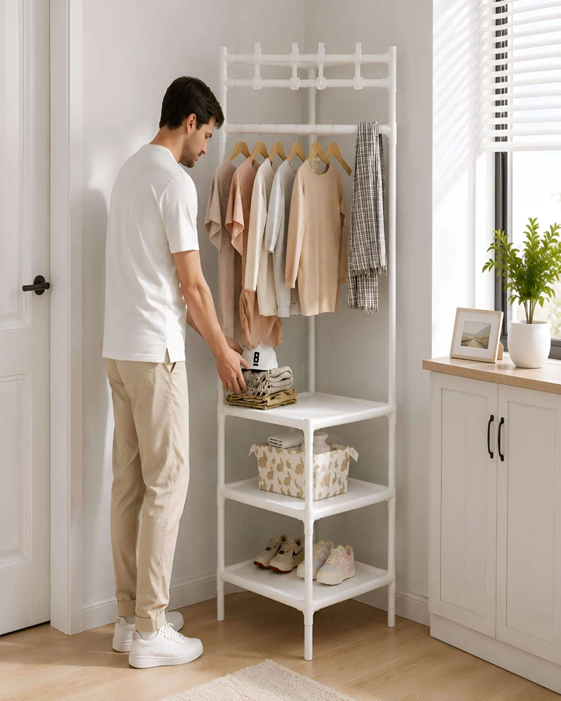 CLOSET ESQUINERO DE 185 CM PERCHERO CON REPISAS DE ALMACENAMIENTO - 6