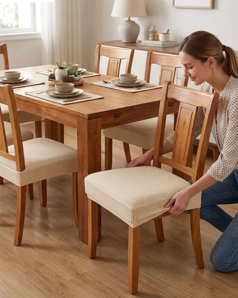 PACK X6 FUNDAS CUBRE ASIENTO PARA SILLA DE COMEDOR ELASTICAS - 1