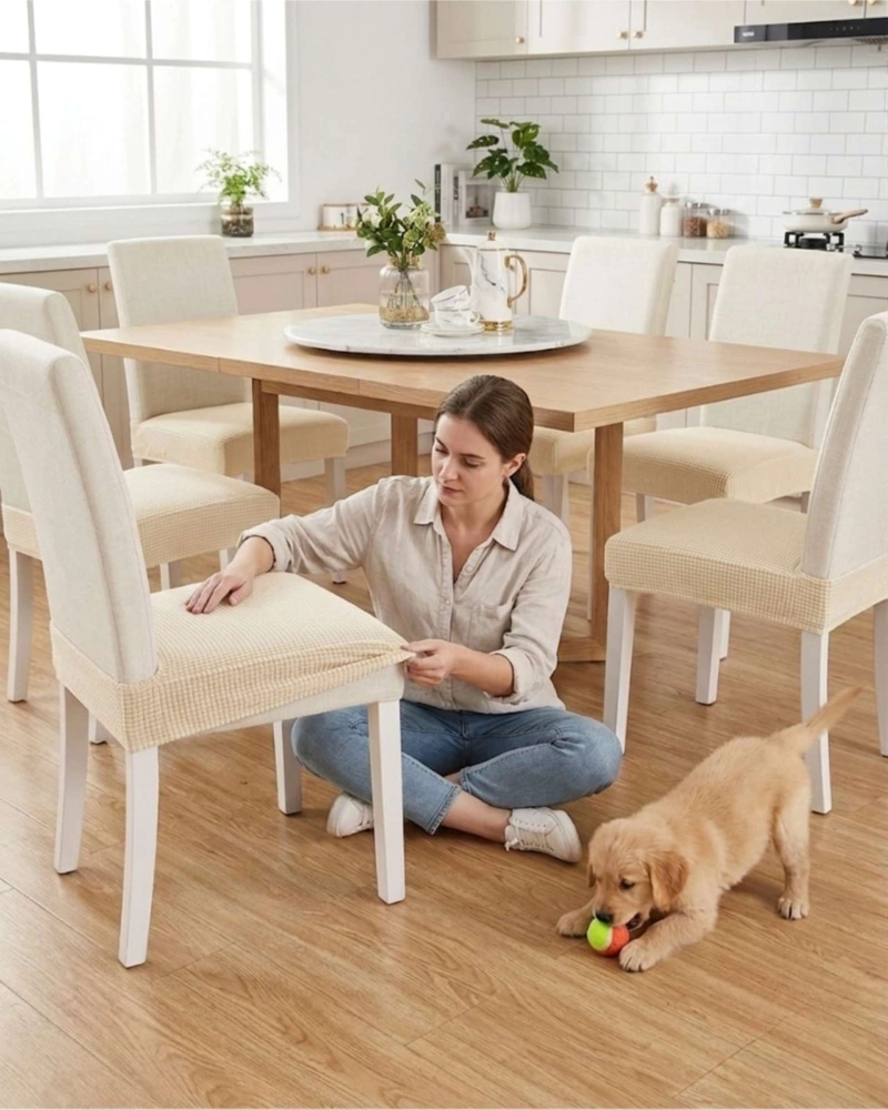 PACK X6 FUNDAS CUBRE ASIENTO PARA SILLA DE COMEDOR ELASTICAS - 3