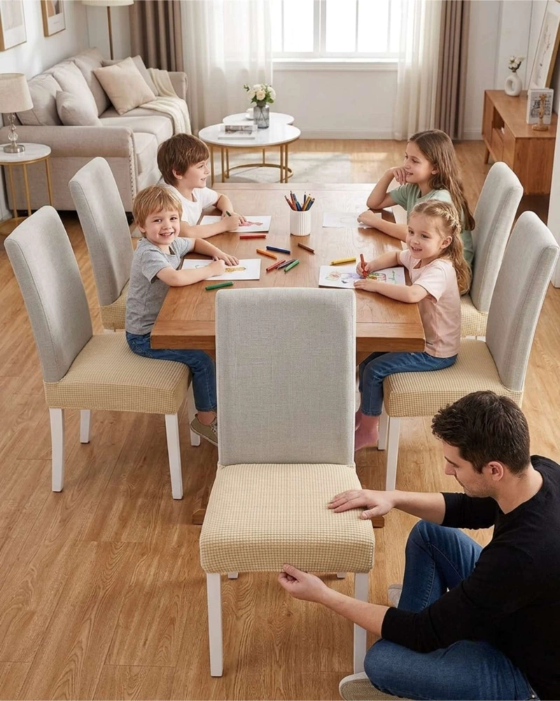PACK X6 FUNDAS CUBRE ASIENTO PARA SILLA DE COMEDOR ELASTICAS - 4