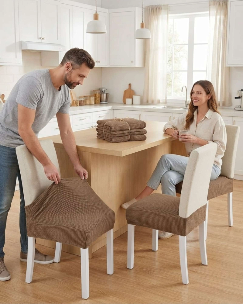 PACK X6 FUNDAS CUBRE ASIENTO PARA SILLA DE COMEDOR ELASTICAS - 1