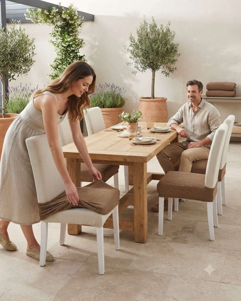 PACK X6 FUNDAS CUBRE ASIENTO PARA SILLA DE COMEDOR ELASTICAS - 3