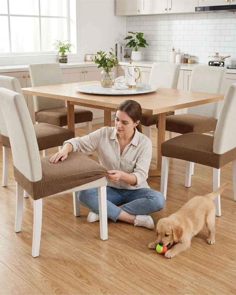 PACK X6 FUNDAS CUBRE ASIENTO PARA SILLA DE COMEDOR ELASTICAS - 4