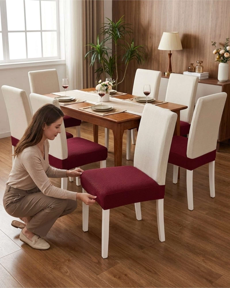 PACK X6 FUNDAS CUBRE ASIENTO PARA SILLA DE COMEDOR ELASTICAS - 2