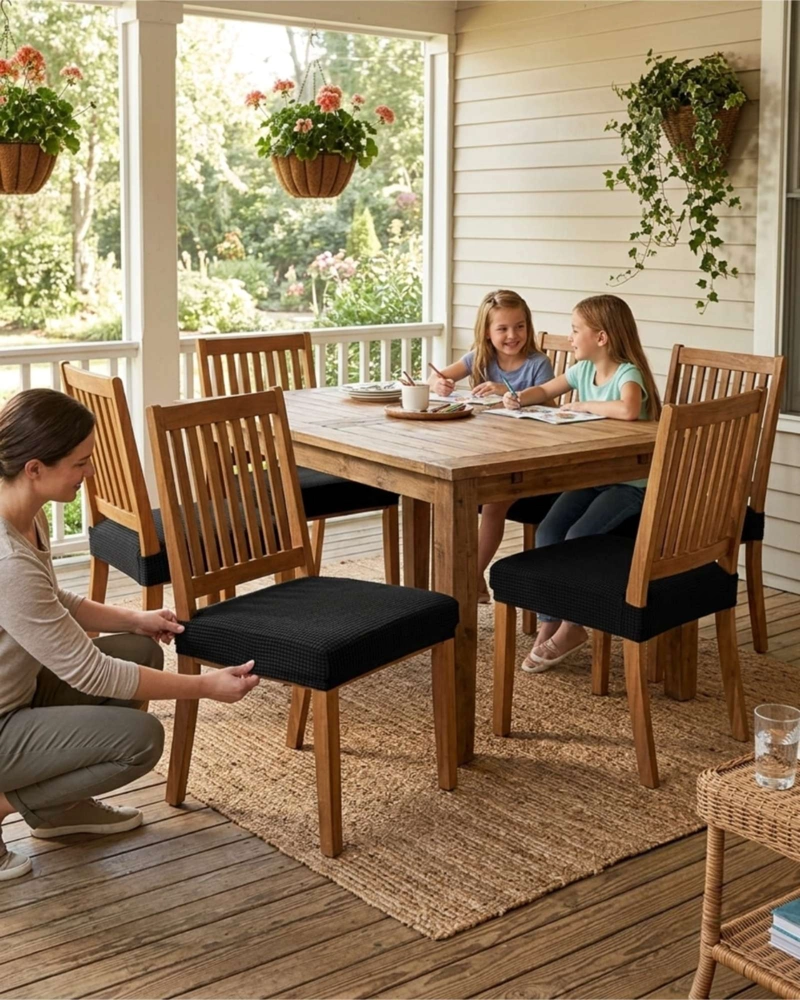 PACK X6 FUNDAS CUBRE ASIENTO PARA SILLA DE COMEDOR ELASTICAS - 2