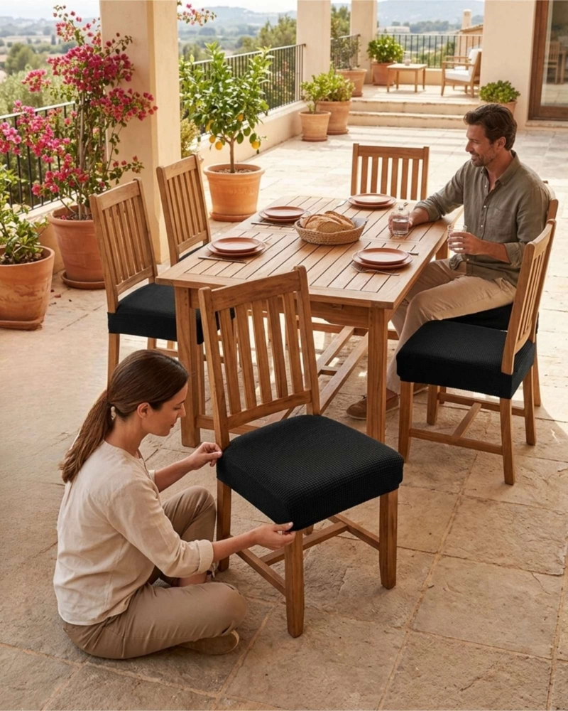 PACK X6 FUNDAS CUBRE ASIENTO PARA SILLA DE COMEDOR ELASTICAS - 3