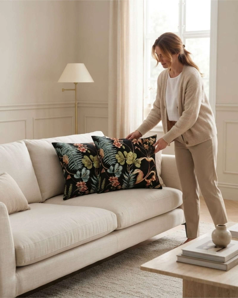 SET X4 COJINES DECORATIVOS JACQUARD BOTANICO 45X45 CM INCLUYE RELLENO - 3
