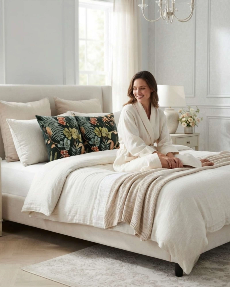 SET X4 COJINES DECORATIVOS JACQUARD BOTANICO 45X45 CM INCLUYE RELLENO - 2
