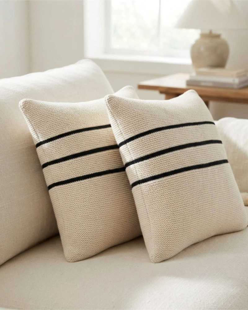 SET X4 FUNDAS DE COJIN CHENILLE CON FRANJAS 45X45 CM - 3
