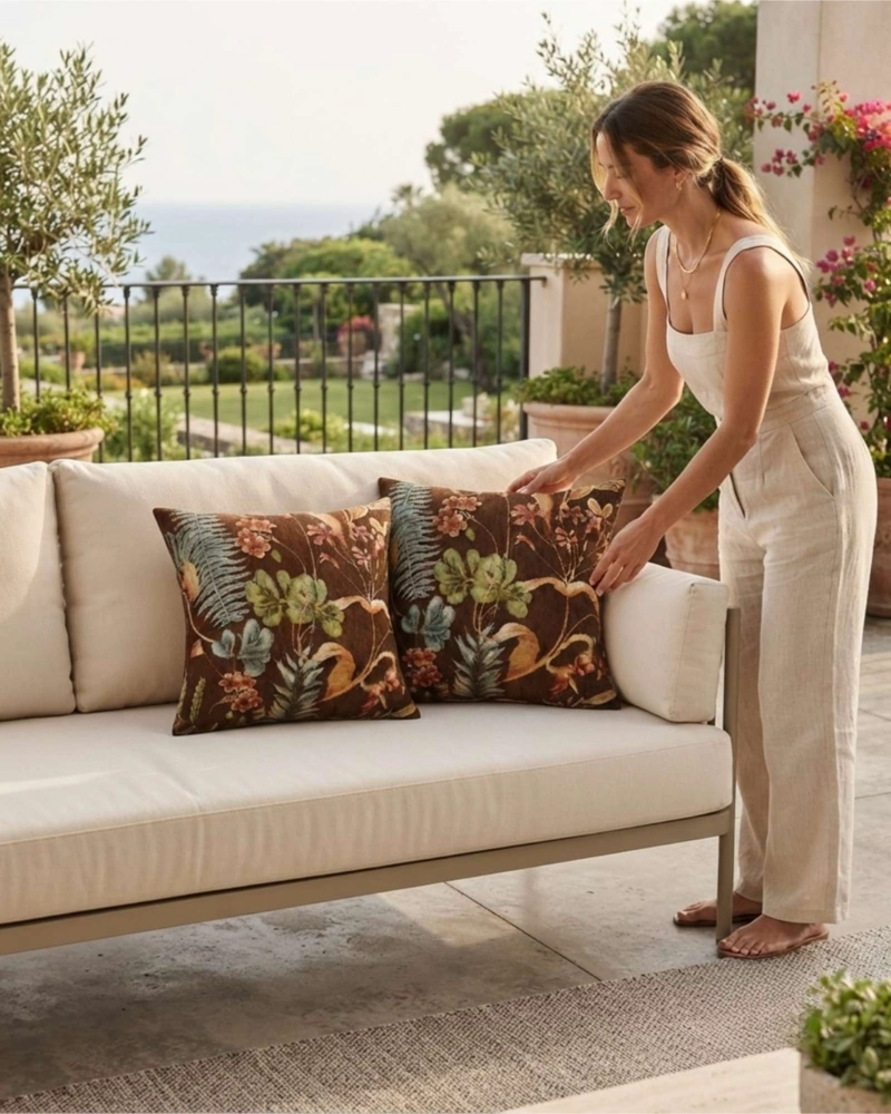 SET X4 COJINES DECORATIVOS JACQUARD BOTANICO 45X45 CM INCLUYE RELLENO - 4