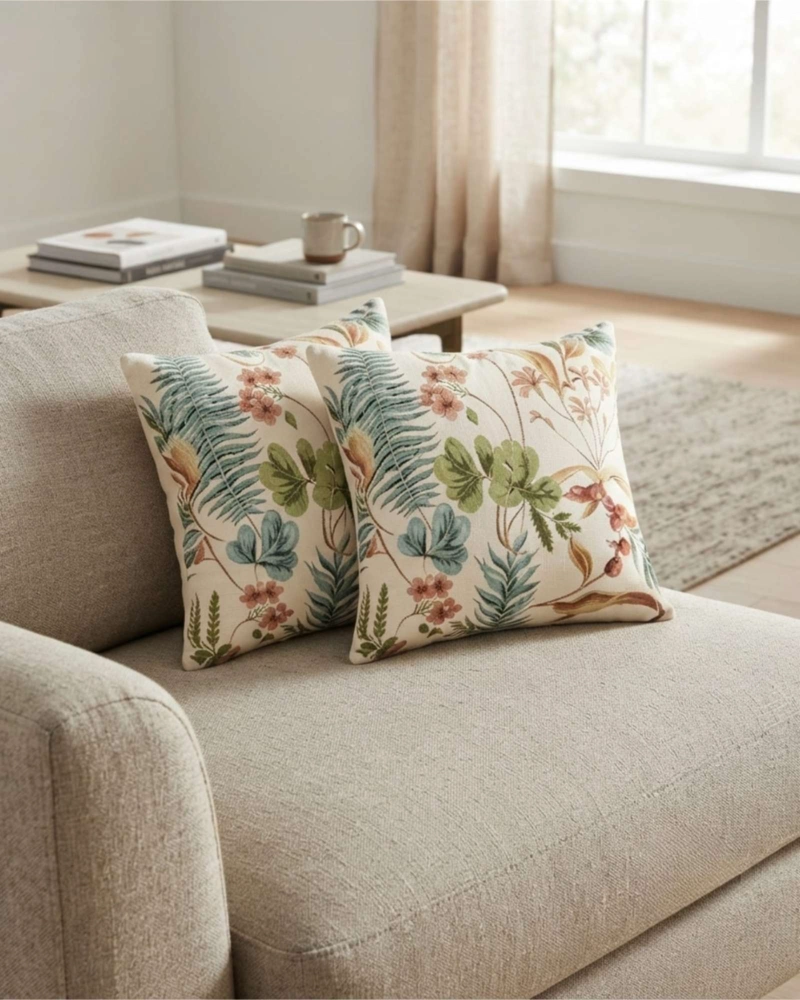 SET X4 COJINES DECORATIVOS JACQUARD BOTANICO 45X45 CM INCLUYE RELLENO - 3