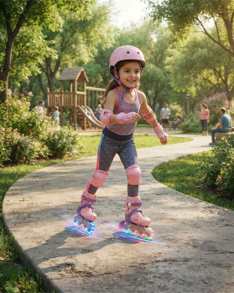 KIT COMPLETO DE PATINES EN LINEA Y PROTECCIONES PARA NIÑAS TALLA M - 1