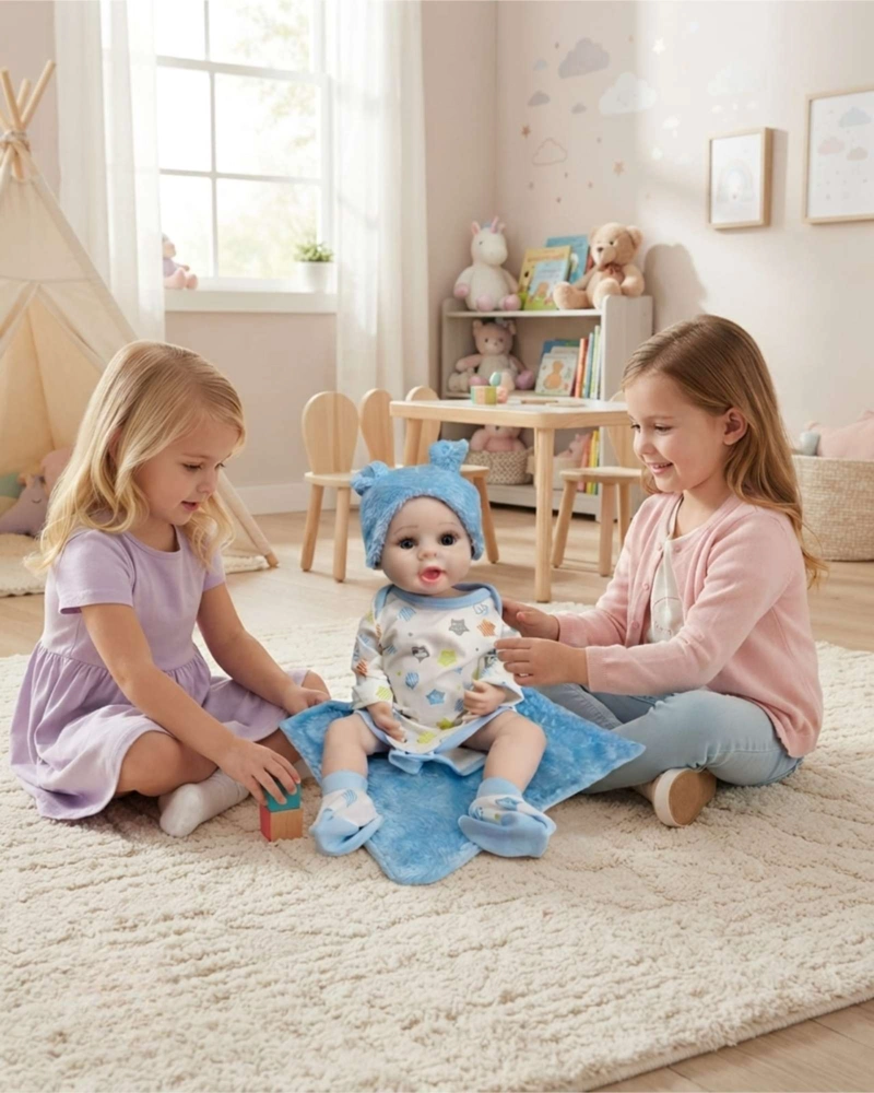 BEBE  REBORN REALISTA NIÑO ROPA AZUL - SILICONA SUAVE 55 CM - 2