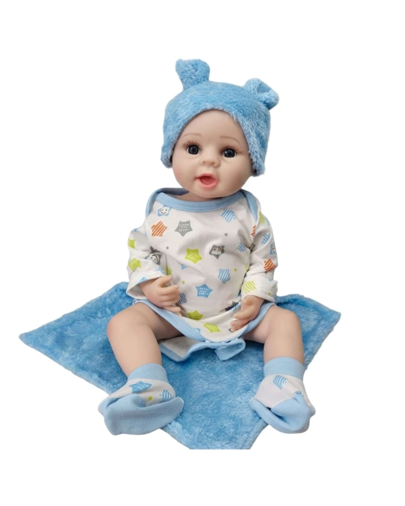 BEBE  REBORN REALISTA NIÑO ROPA AZUL - SILICONA SUAVE 55 CM - 6